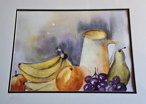 Christine M, refreshment time, watercolour.
